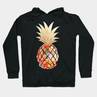 Aloha pineapple, coral orange + faux gold Hoodie